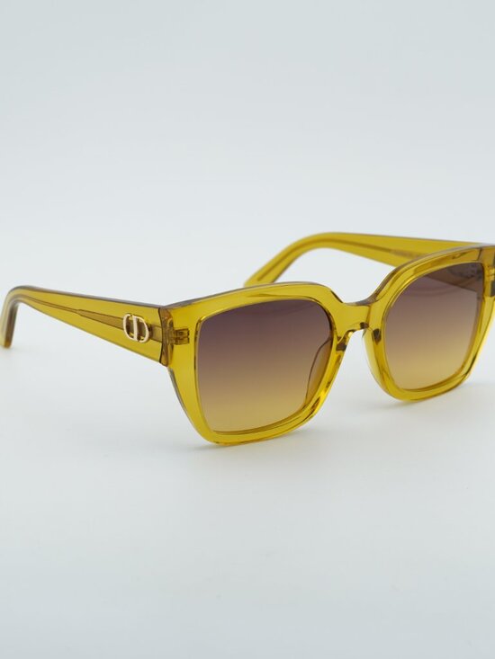 Dior DIORGLOW S1I 66D2 Sunglasses Yellow Square Frame, Brown Lenses main image 9